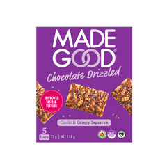 A box MadeGood chocolate drizzled confetti crispy squares